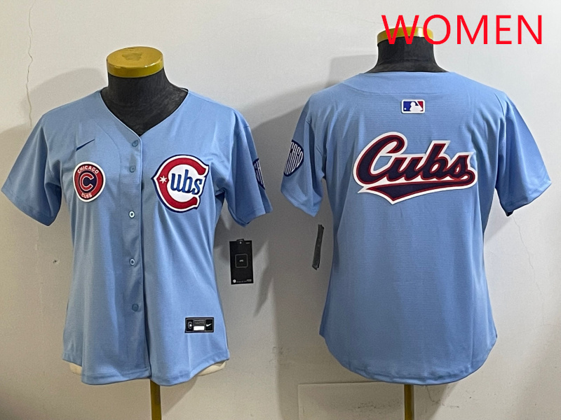 Women 2025 Chicago Cubs blank Blue Game Nike MLB Jersey style 55->women mlb jersey->Women Jersey